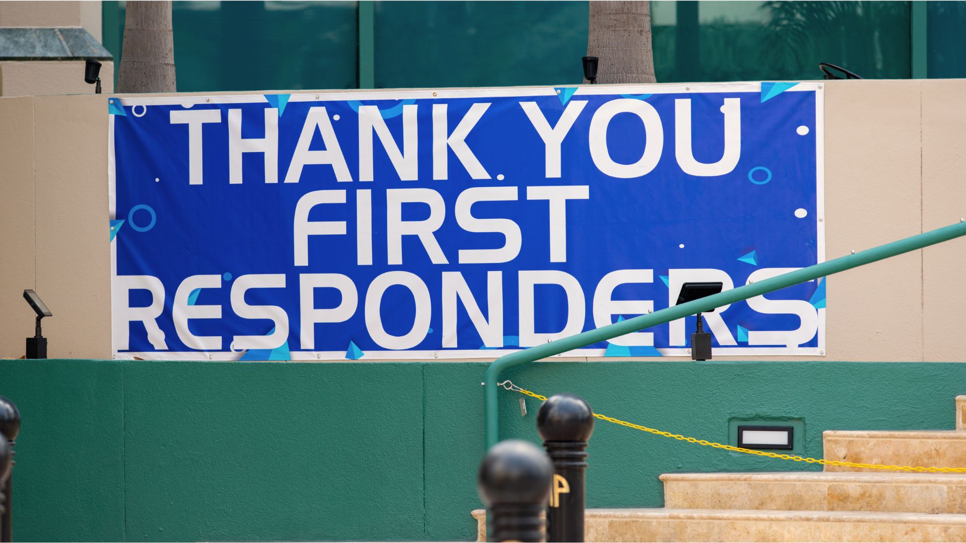 A sign that reads thank you first responders, as a sign of respect for the everyday heroes
