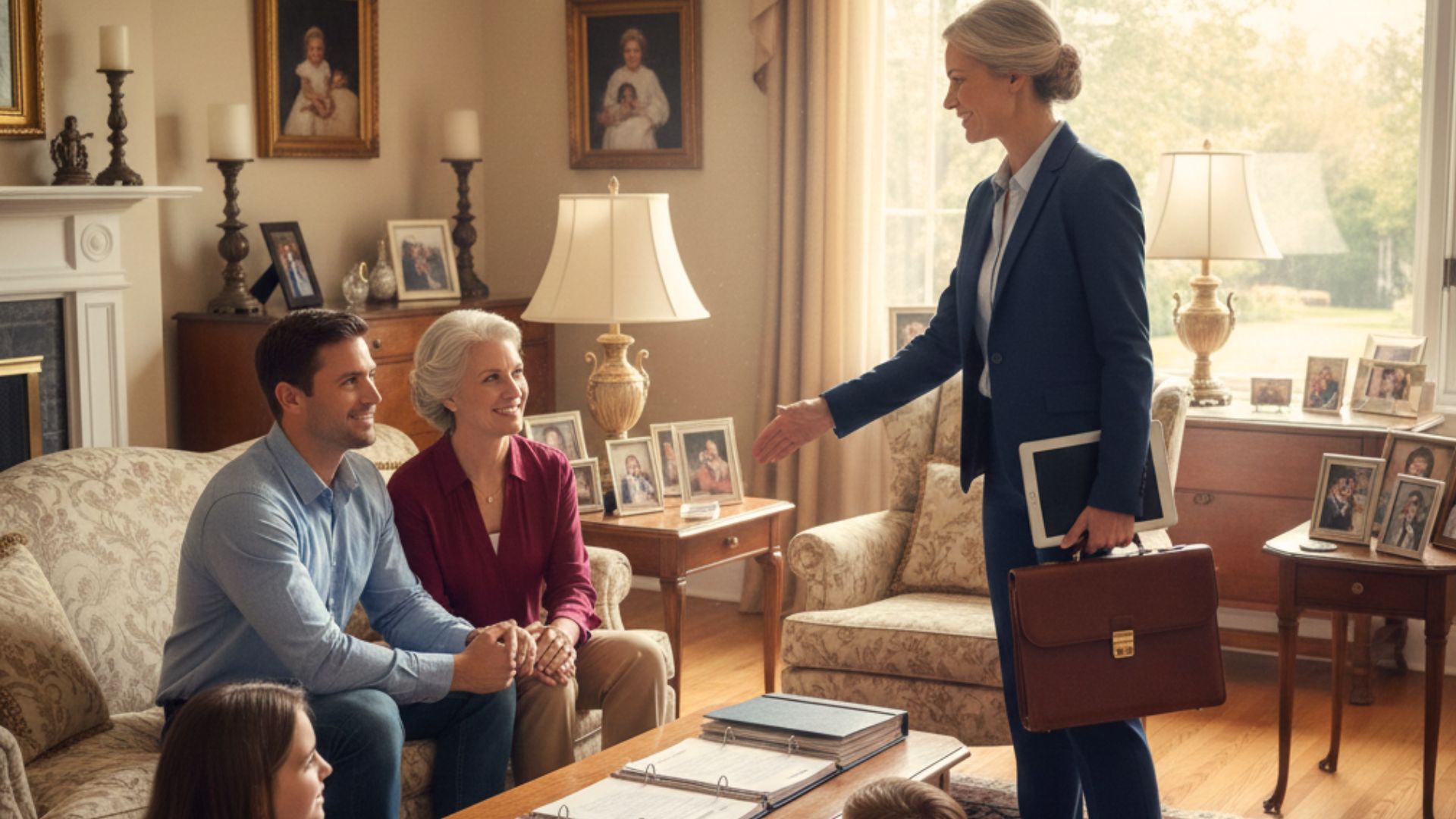 Estate planning attorney in Madison, Wisconsin meeting with a multigenerational family to discuss asset protection, legacy planning, and future legal considerations.
