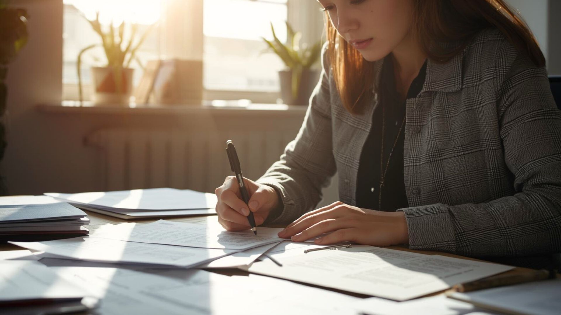 A person making notes and reviewing legal documents on New Year’s Day, symbolizing a fresh start for life and estate planning.