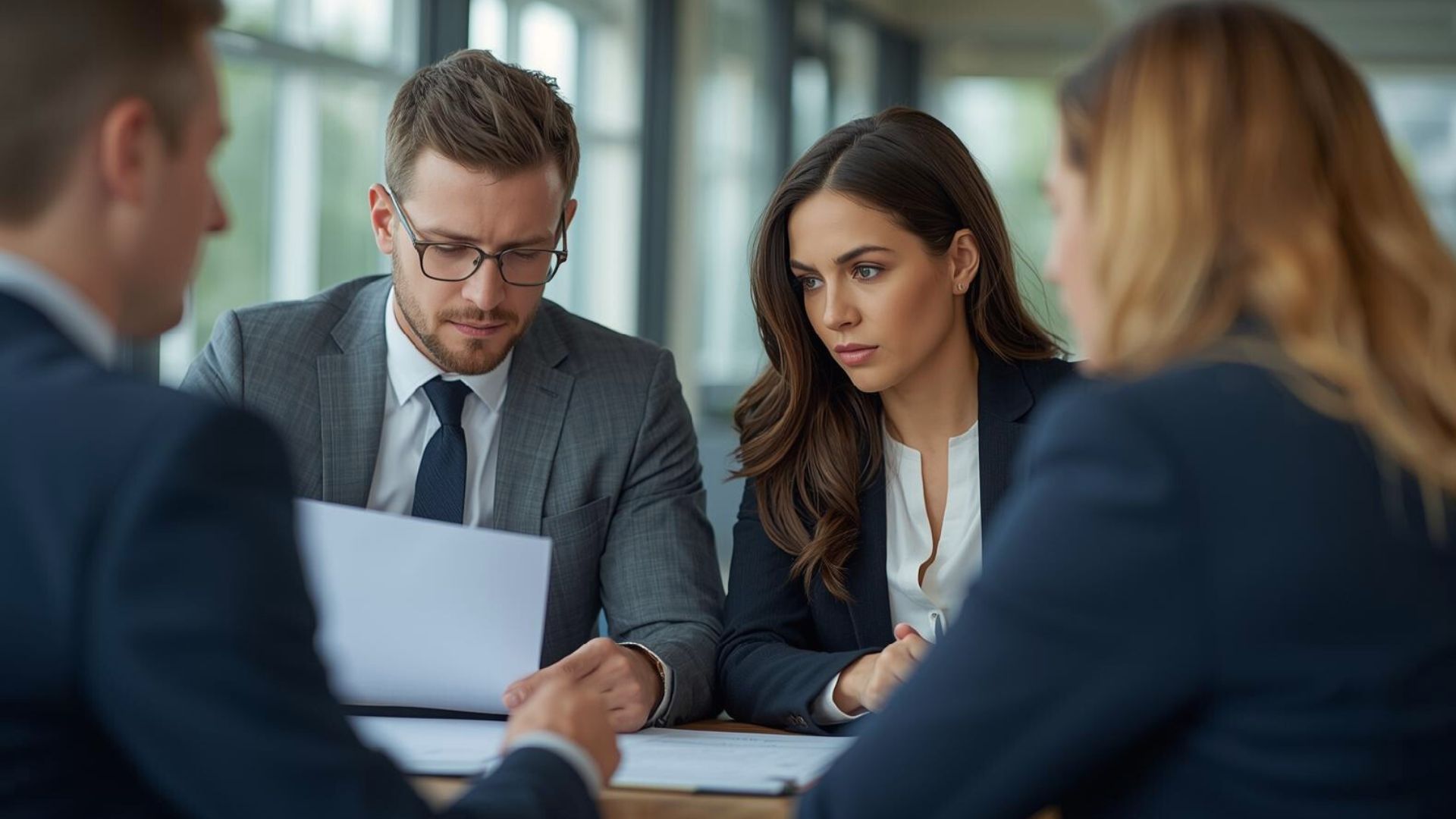 A Wisconsin couple reviewing probate documents with an attorney, highlighting common triggers and overlooked situations during probate.