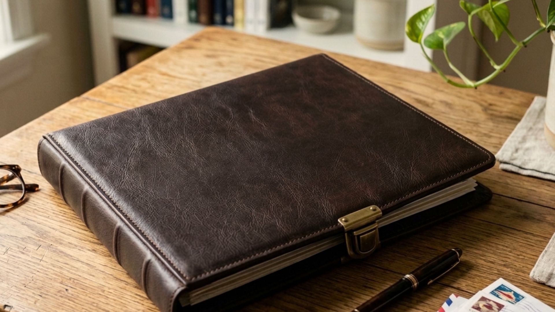 An organized folder containing Wisconsin probate documents, including a Last Will and Testament, death certificate, and property deeds, laid out on a desk.