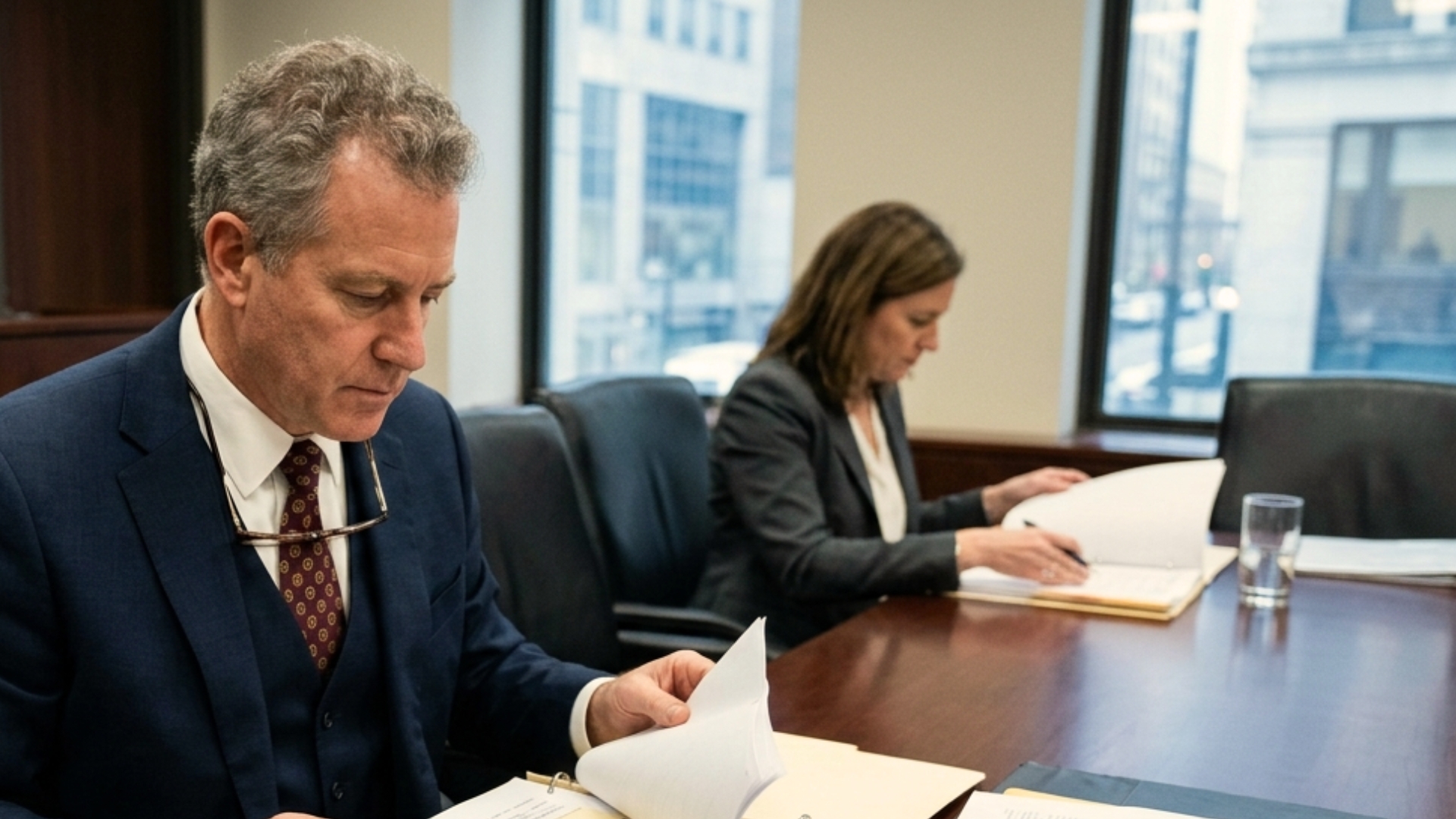 Executor reviewing estate taxes and government claims during Wisconsin probate process with legal documents