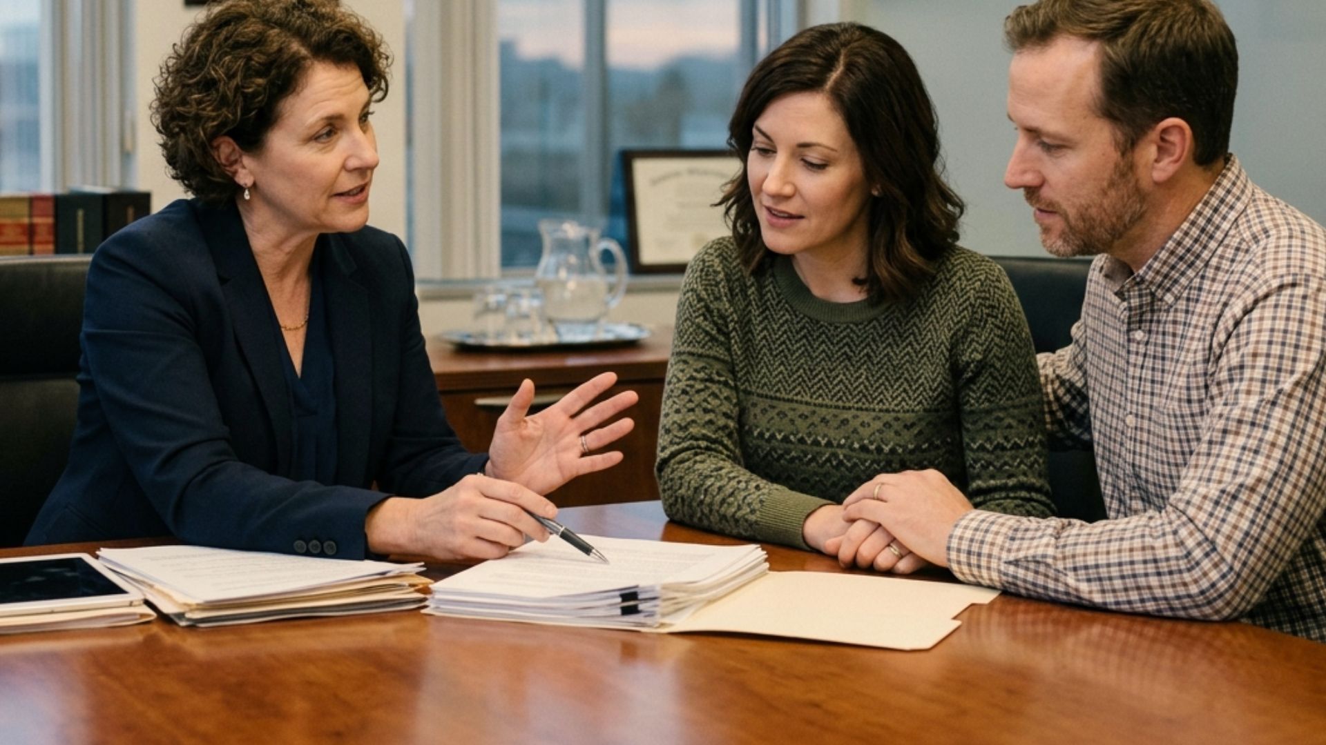 Estate planning attorney explaining importance of funding a trust in Wisconsin to avoid probate issues to a married couple