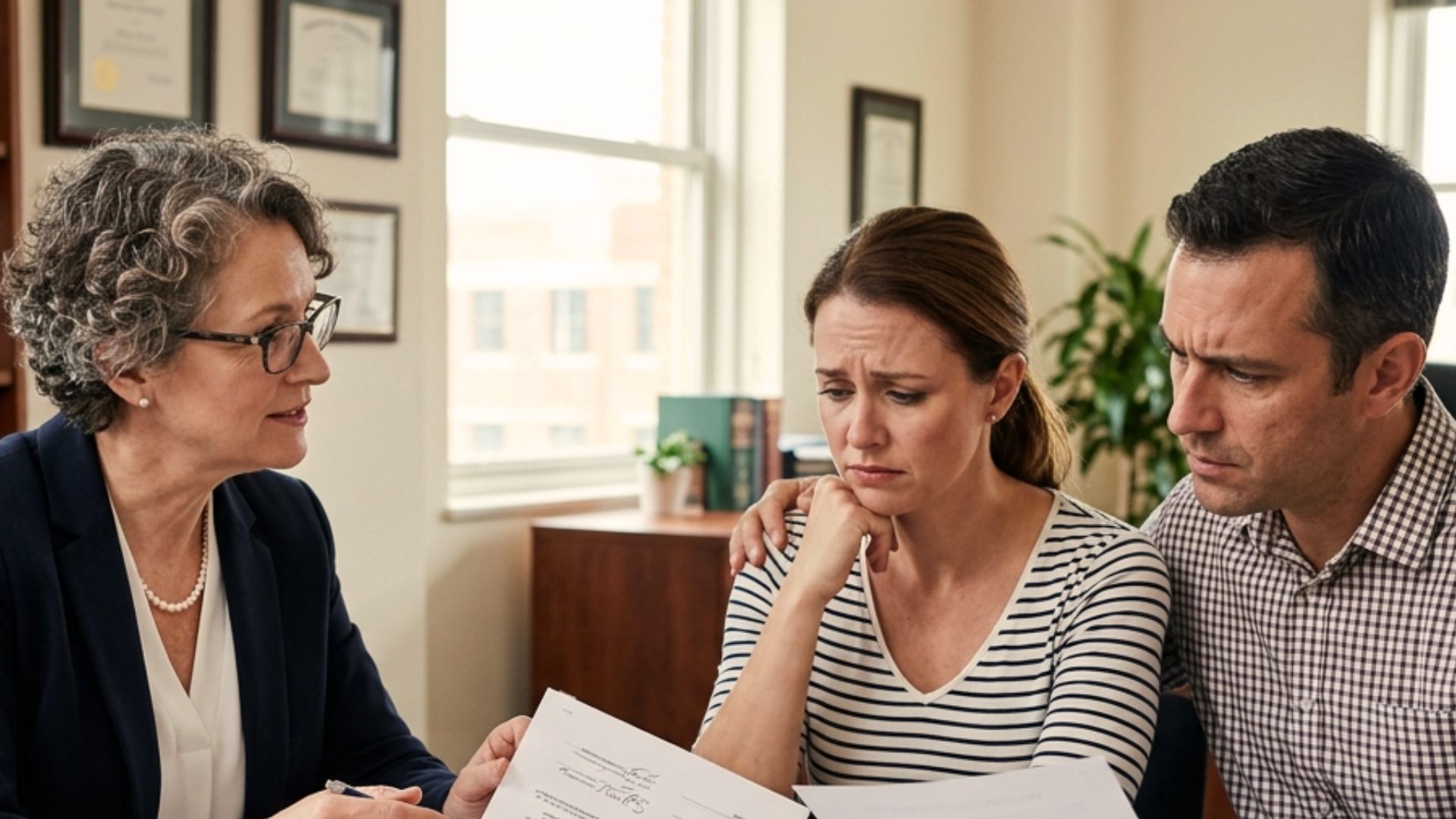 Lawyer discussing strategies with a couple to avoid probate in Wisconsin with legal documents