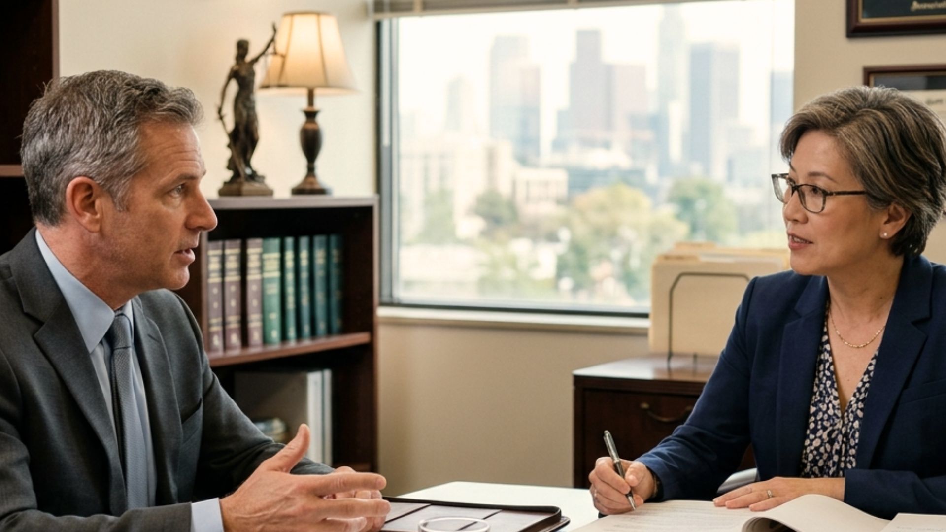Executor consulting attorney about selling a house during Wisconsin probate with real estate documents