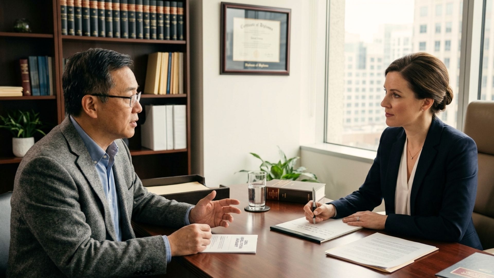 Executor meeting with Wisconsin probate attorney to manage an estate with out-of-state beneficiaries during process of probate in Wisconsin