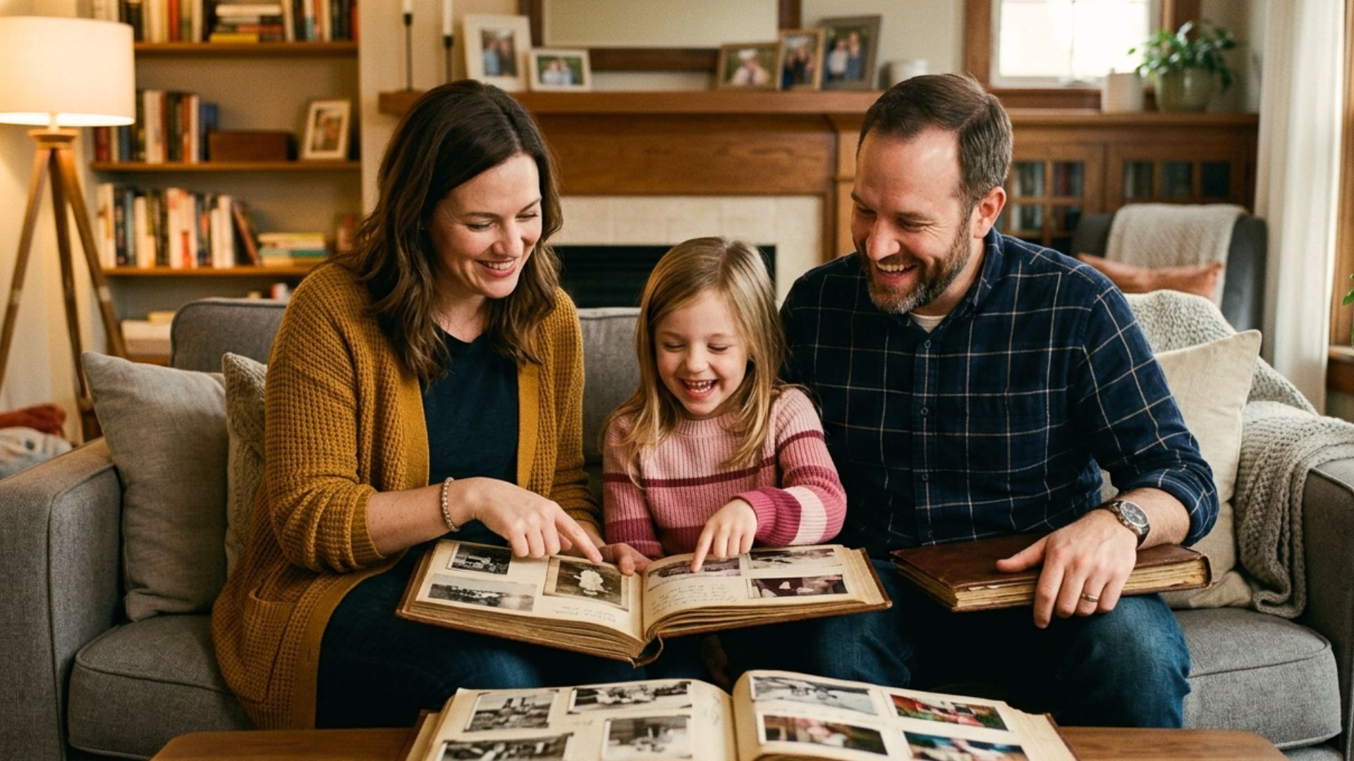 Family members reviewing treasured photo albums and heirlooms during process of probate in Wisconsin
