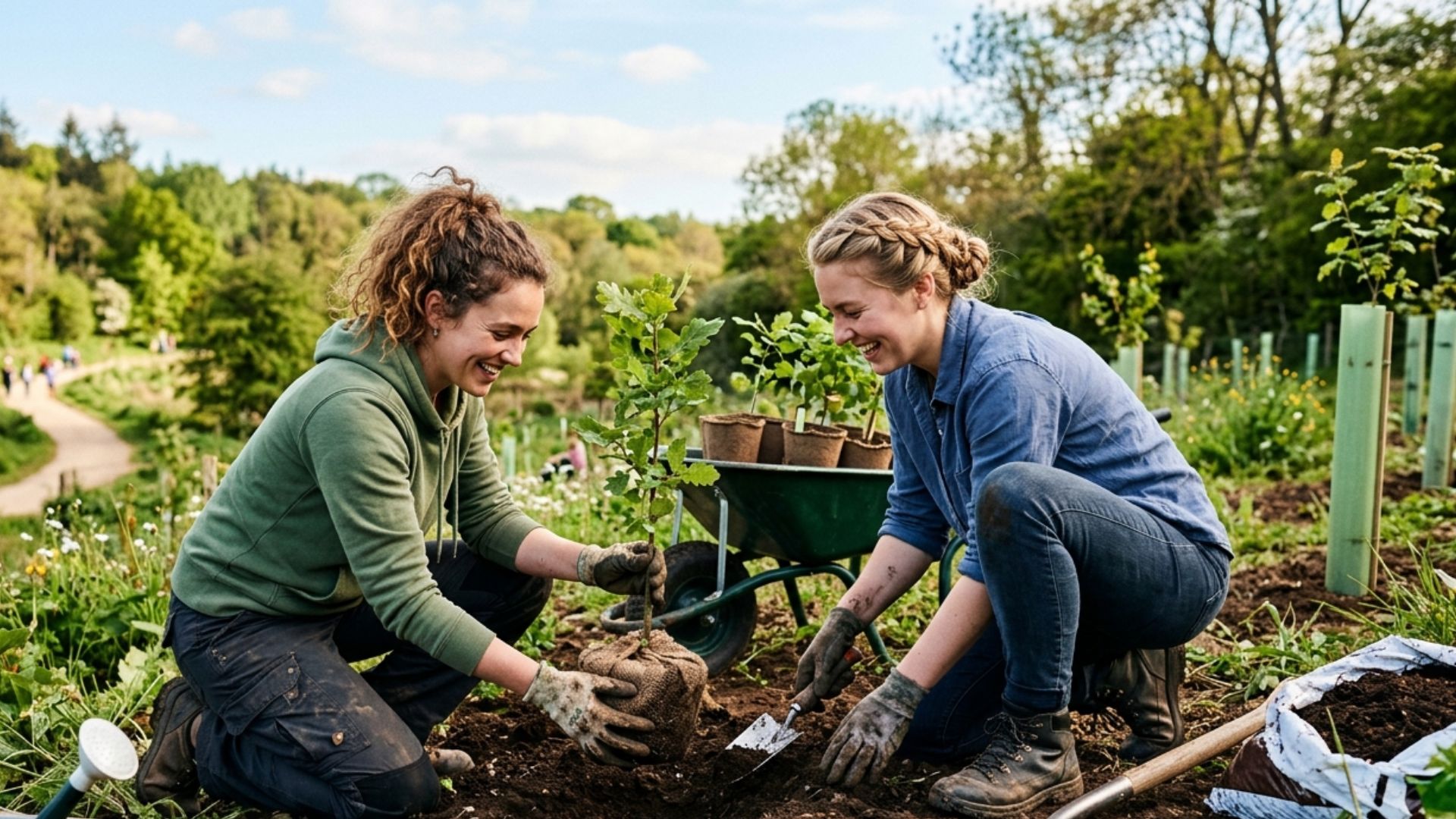 Community members planting trees and practicing sustainable habits on World Environment Day