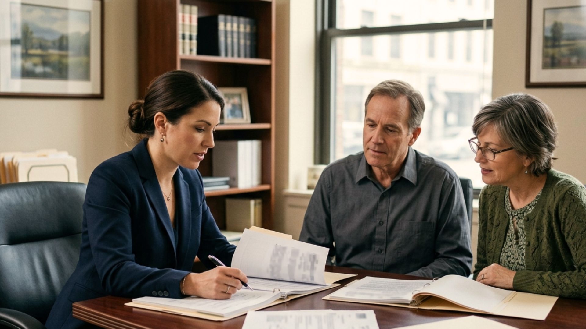Wisconsin estate planning attorney helping a family review beneficiary designations for retirement accounts, bank accounts, investments, and life insurance