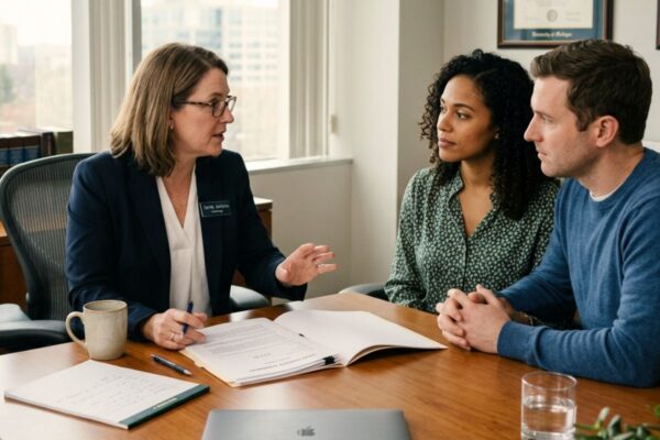 Estate planning lawyer in Wisconsin meeting with a family to review the 2026 federal estate tax exemption, gifting strategies, trusts, and wealth transfer planning