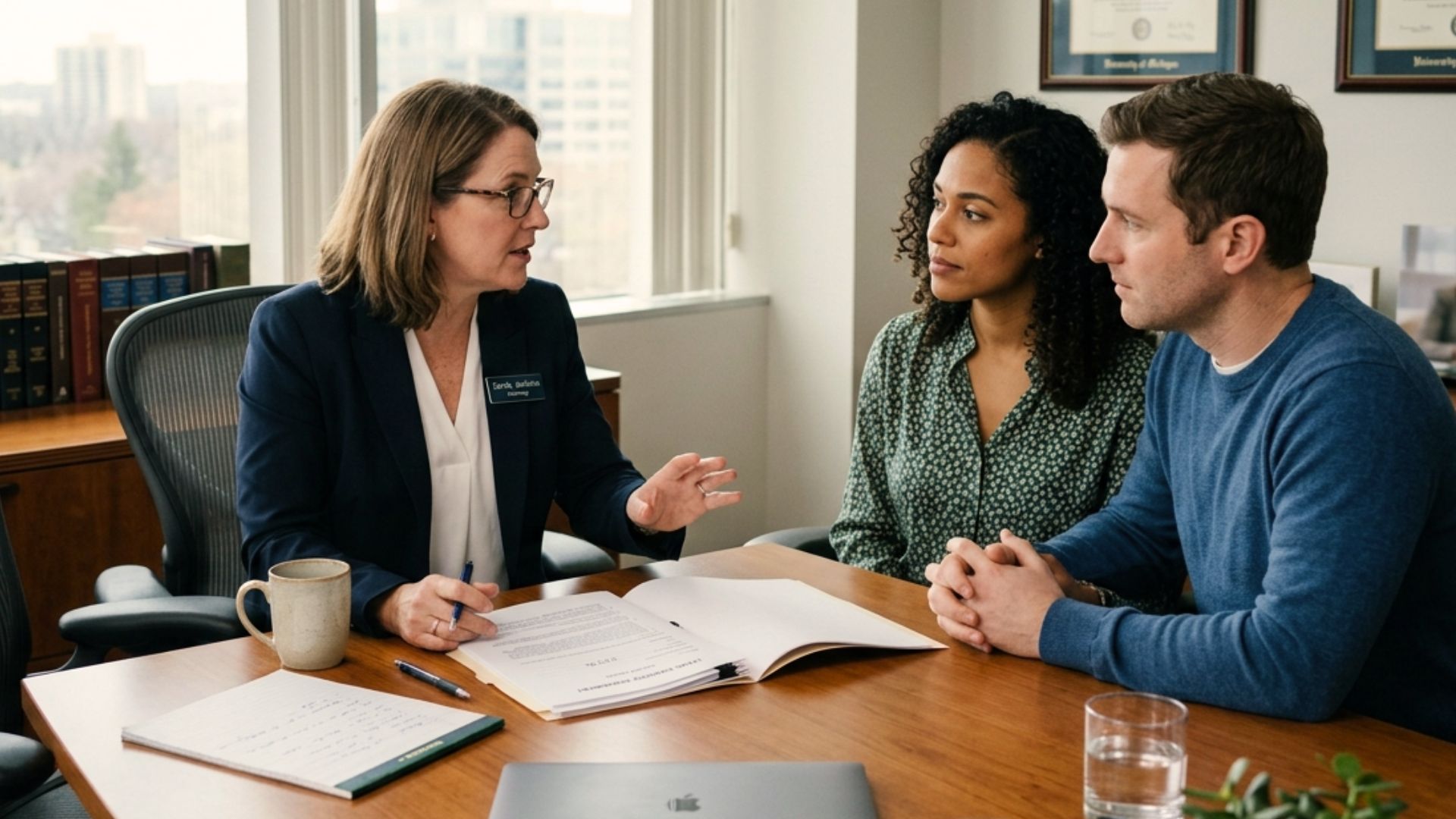 Estate planning lawyer in Wisconsin meeting with a family to review the 2026 federal estate tax exemption, gifting strategies, trusts, and wealth transfer planning