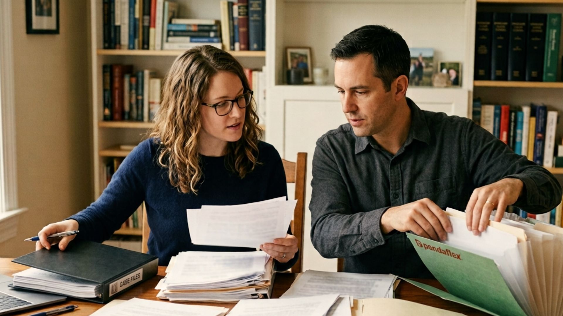 Dane County family organizing probate records, estate paperwork, financial documents, and asset information for informal probate in Wisconsin