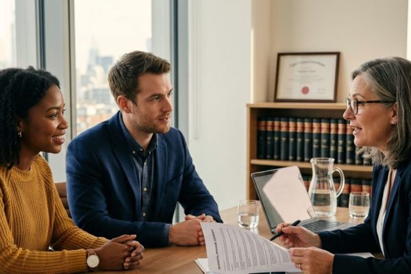 Unmarried couple meeting with a Wisconsin estate planning attorney to protect inheritance, healthcare decisions, and shared property rights