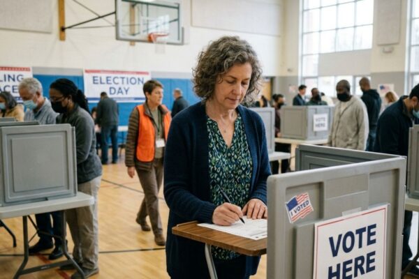 Diverse American voters participating in elections and civic engagement representing Democracy in America and inclusive participation on International Day of Democracy