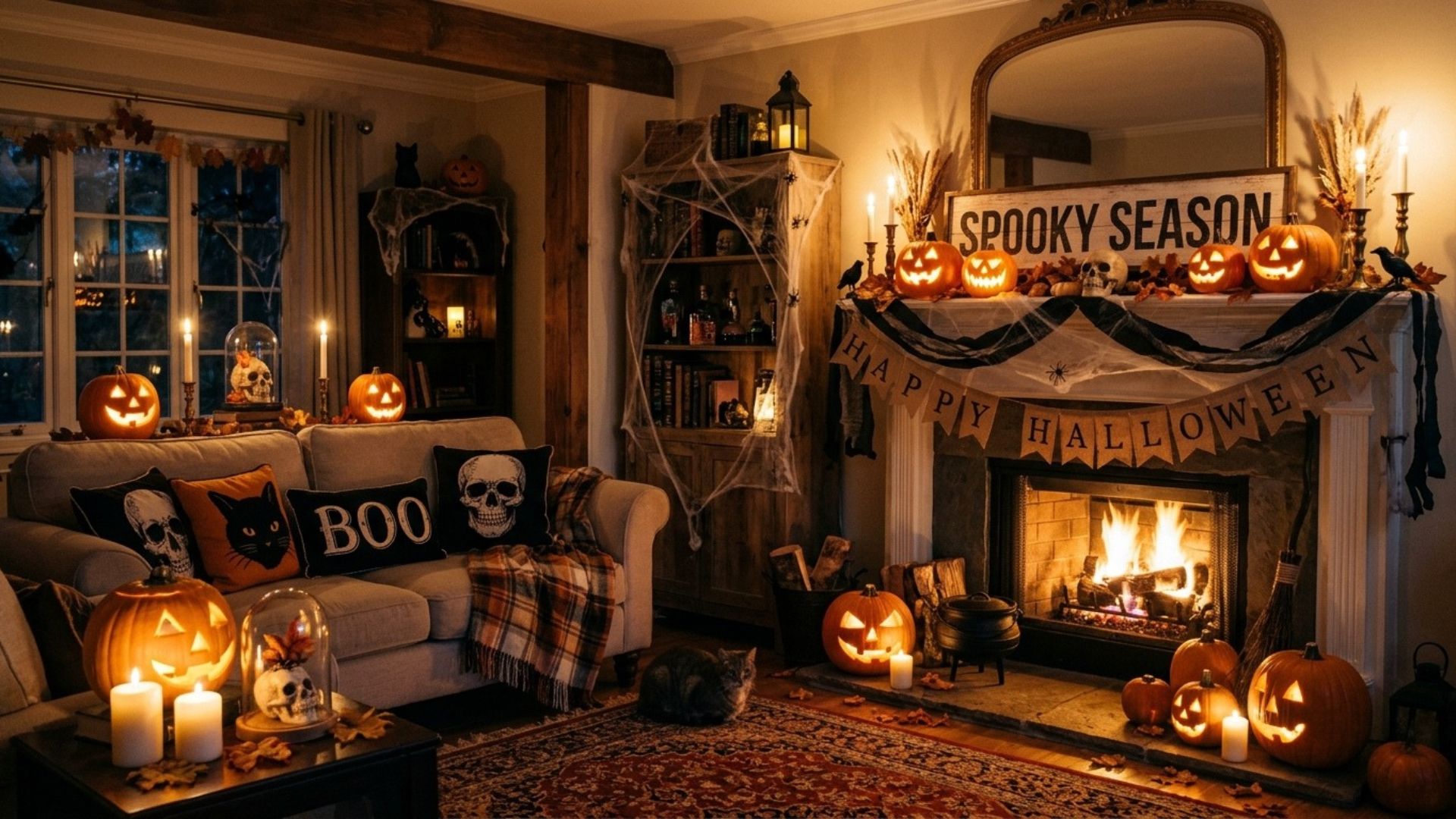 set of halloween decorations highlighting halloween spirit