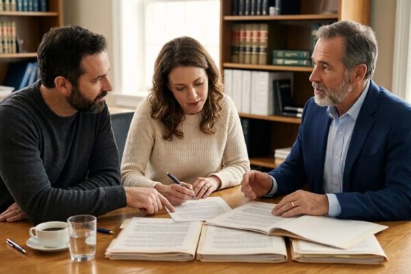 Wisconsin elder law attorney reviewing a nursing home agreement, financial liability, and resident rights with a family
