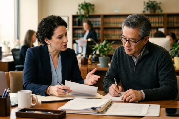 Wisconsin estate planning attorney helping a client update legal documents and beneficiaries after divorce
