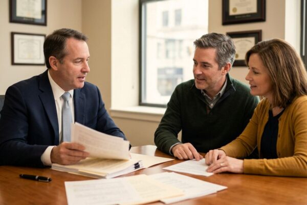 Wisconsin estate planning lawyer reviewing wills, trusts, powers of attorney, and beneficiary documents with new residents