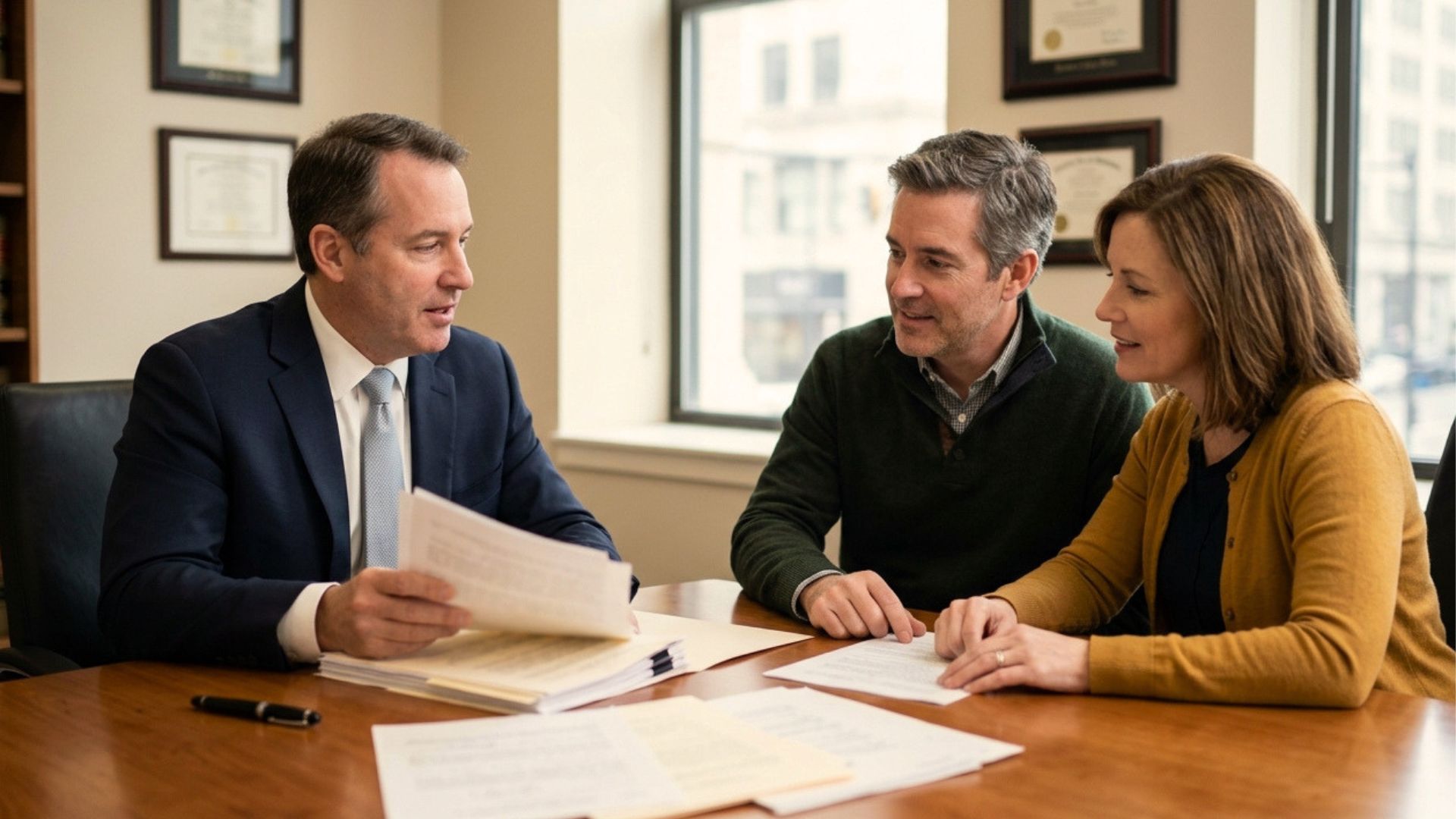 Wisconsin estate planning lawyer reviewing wills, trusts, powers of attorney, and beneficiary documents with new residents